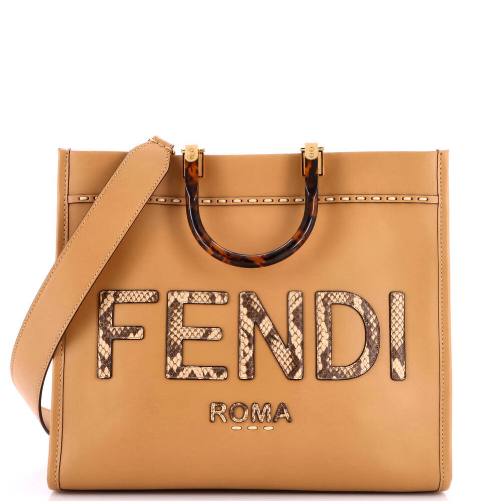 Fendi Medium Sunshine Shopper Tote Leather with Snakeskin